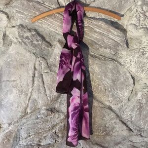 Gorgeous purple roses long sheer silky scarf